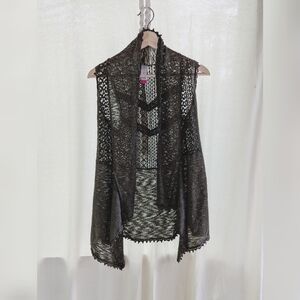 Army Olive Green Lace Vest Hippie Boho Cottagecore